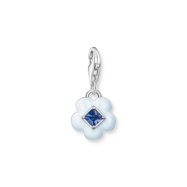 Thomas Sabo Charm pendant Flower with blue stone silver - 1916-496-1