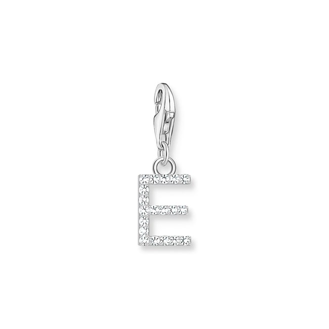 Thomas Sabo Pendentif Charm lettre E avec pierres blanches argent 925 - 1945-051-14