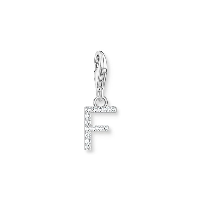 Thomas Sabo Charm-Anhänger Buchstabe F mit weissen Steinen Silber - 1946-051-14