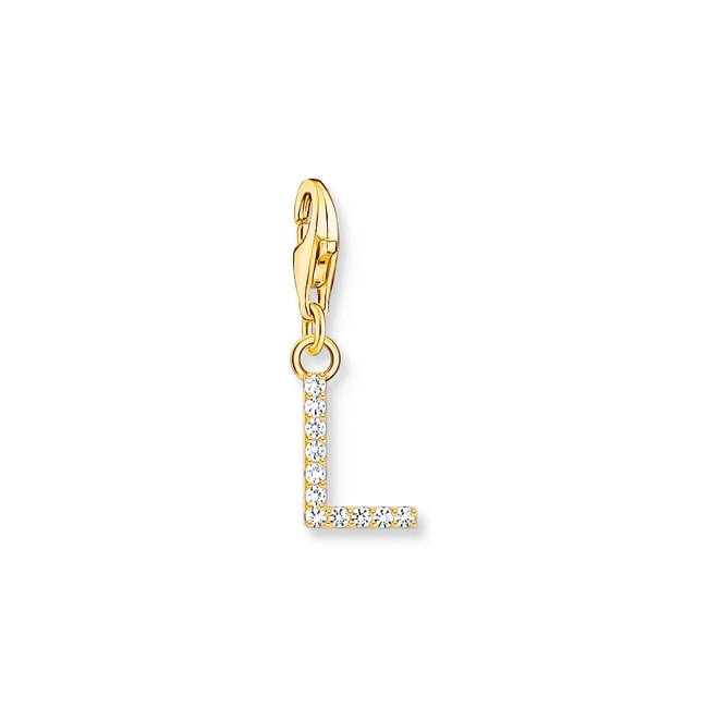 Thomas Sabo Pendentif Charm lettre L avec pierres blanches plaqué or - 1975-414-14