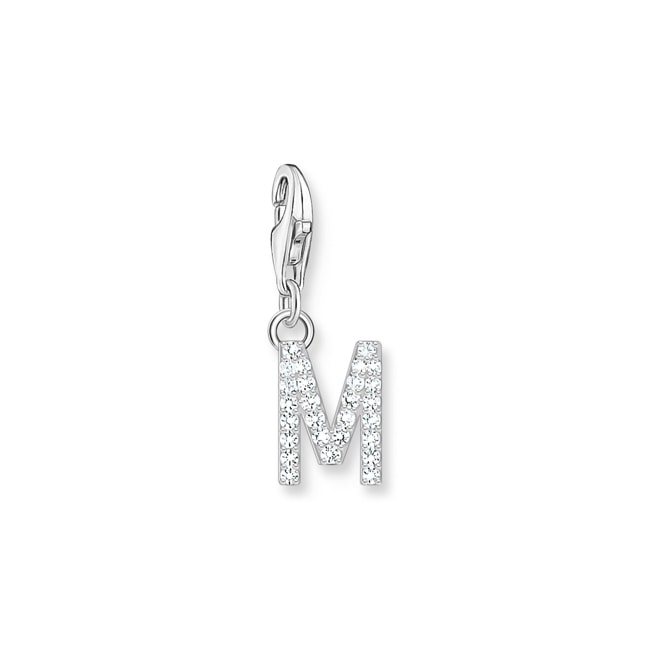 Thomas Sabo Charm-Anhänger Buchstabe M mit weissen Steinen Silber - 1941-051-14