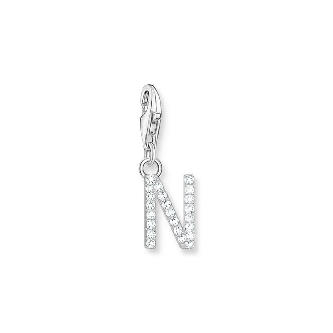 Thomas Sabo Pendentif Charm lettre N avec pierres blanches argent 925 - 1951-051-14