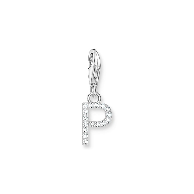 Thomas Sabo Charm-Anhänger Buchstabe P mit weissen Steinen Silber - 1953-051-14