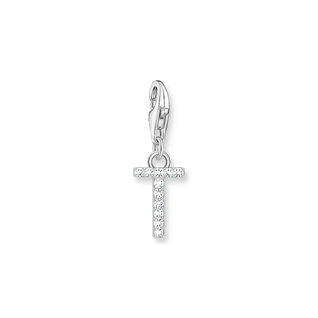 Thomas Sabo Charm-Anhänger Buchstabe T mit weissen Steinen Silber - 1957-051-14