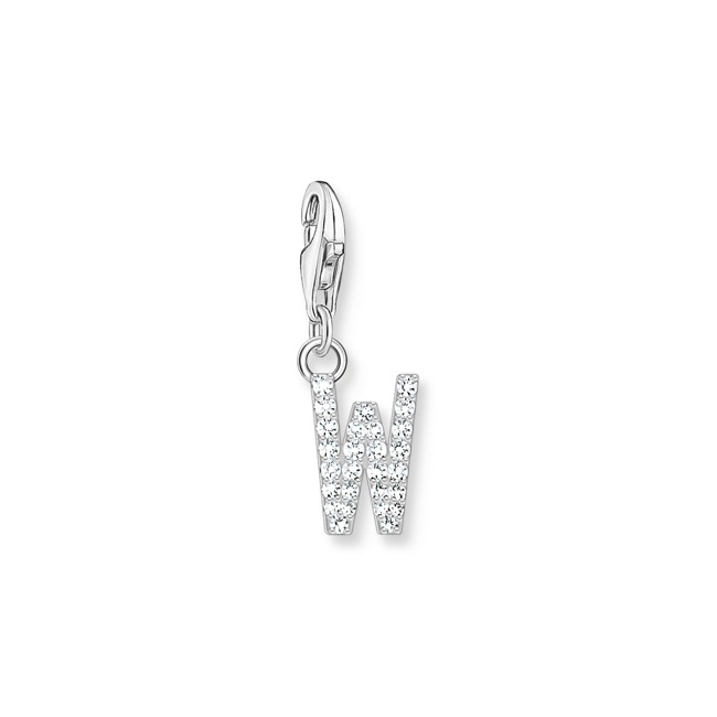 Thomas Sabo Pendentif Charm lettre W avec pierres blanches argent 925 - 1960-051-14