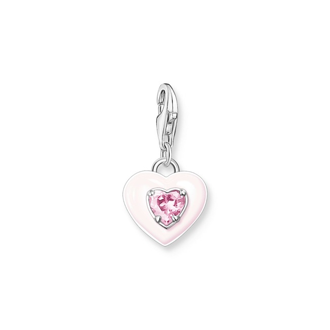 Thomas Sabo Charm-Anhänger Herz mit pinkem Stein Silber - 1915-041-9