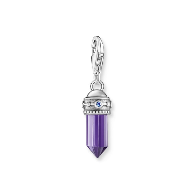 Thomas Sabo Charm-Anhänger Hexagon mit imitiertem Amethyst Silber geschwärzt - 2047-348-13