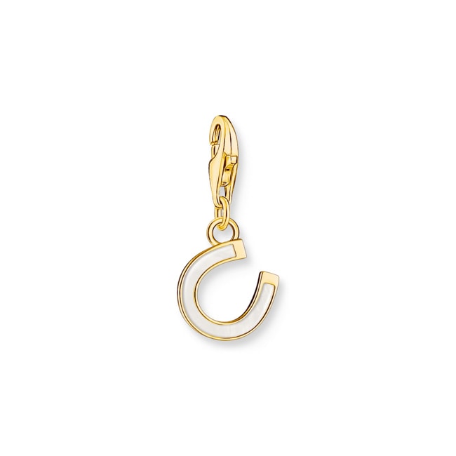 Thomas Sabo Pendentif Charm fer à cheval orné d’émail à froid blanc plaqué or - 2018-427-14