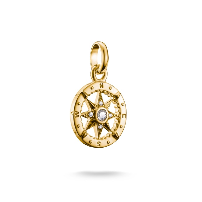 Thomas Sabo Charm-Anhänger Kompass mit Steinen Connect vergoldet - CC1261-414-14