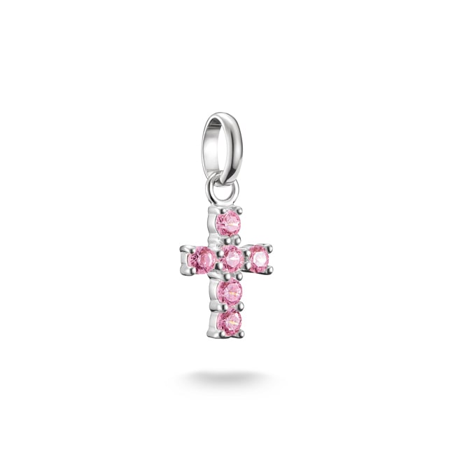 Thomas Sabo Pendentif Charm croix avec pierres roses Connect argent - CC1206-051-9