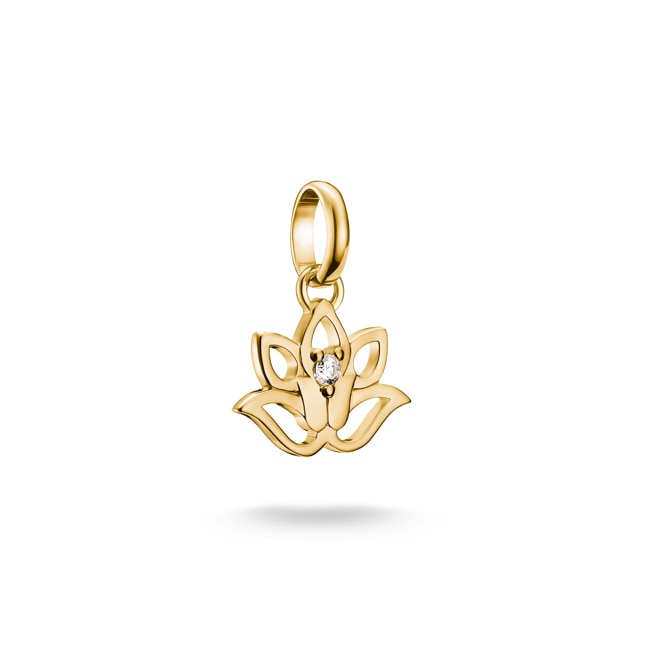 Thomas Sabo Charm pendant lotus flower with stones Connect gold-plated - CC1204-414-14
