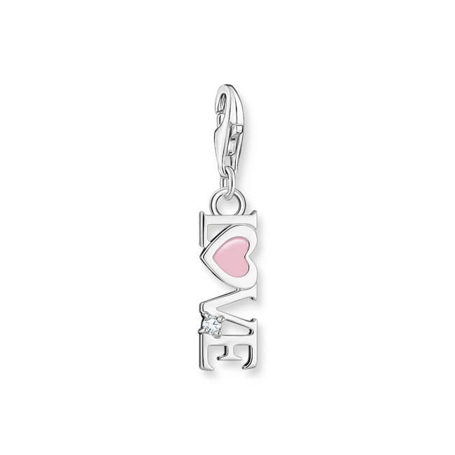 Thomas Sabo Charm pendant love with pink heart and stone silver - 2011-041-9