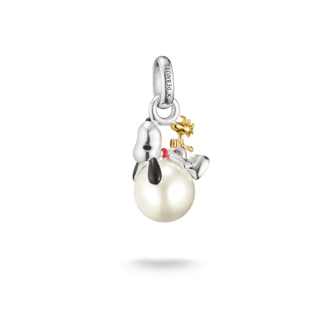 Thomas Sabo Charm-Anhänger mit Perle Snoopy & Woodstock Santa Edition PEANUTS Connect Vergoldung - CC1308-427-14