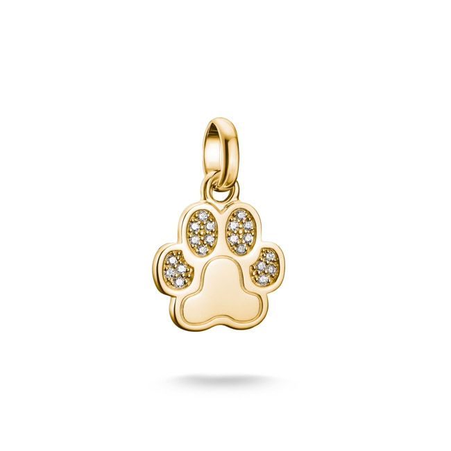 Thomas Sabo Charm pendant paw with stones Connect gold-plated - CC1259-414-14