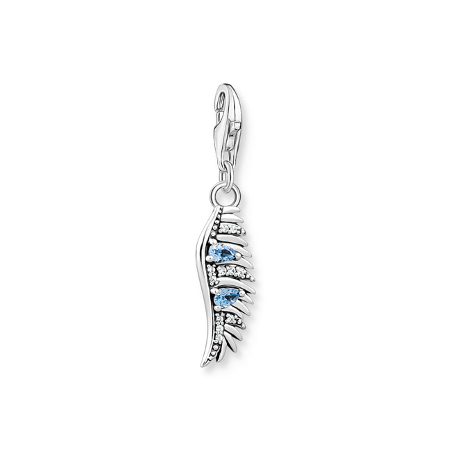 Thomas Sabo Charm-Anhänger Phönix Feder mit blauen Steinen silber - 1905-644-1