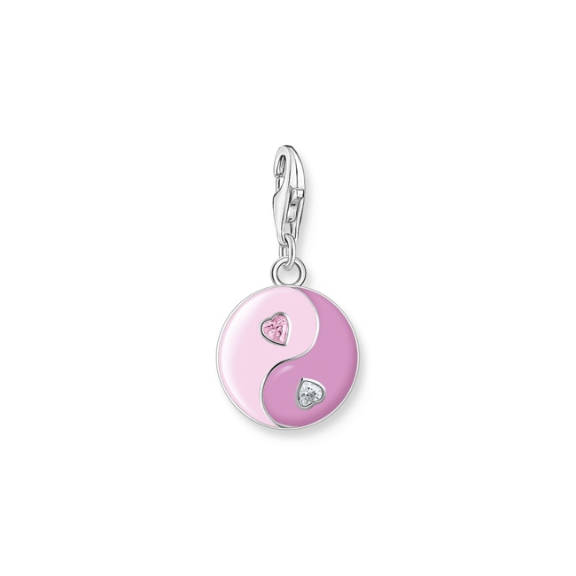 Thomas Sabo Charm pendant pink yin & yang with stones silver - 2000-041-7