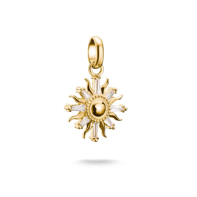 Thomas Sabo Pendentif Charm soleil avec pierres blanches Connect plaqué or - CC1246-414-14