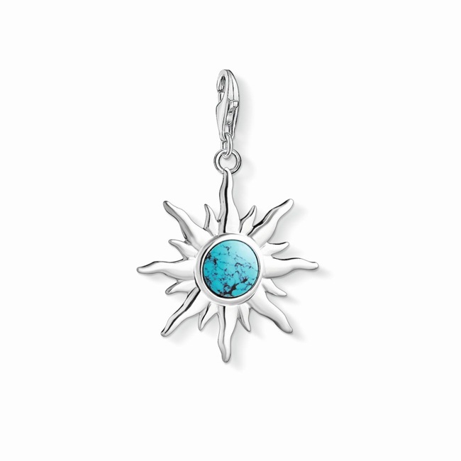 Thomas Sabo Pendentif Charm Soleil avec Pierre Turquoise - 1535-404-17