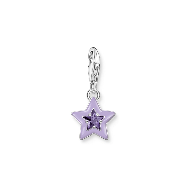 Thomas Sabo Pendentif Charm étoile avec pierres violette et émail à froid en argent - 2039-041-13