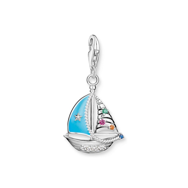Thomas Sabo Charm-Anhänger türkises Segelboot Silber - 1927-340-7