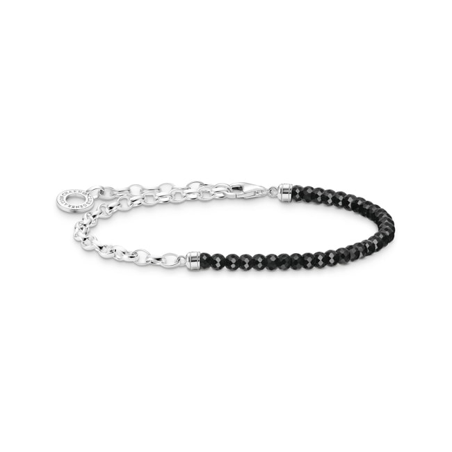 Thomas Sabo Bracelet Charm avec noires beads de onyx et liens argent - A2100-130-11