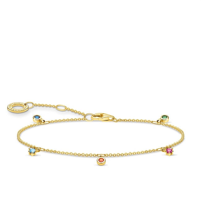 Thomas Sabo Charm club bracelet coloured stone gold - A1998-488-7-L19v