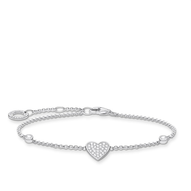 Thomas Sabo Charm club bracelet heart with stones silver - A1992-051-14-L19v