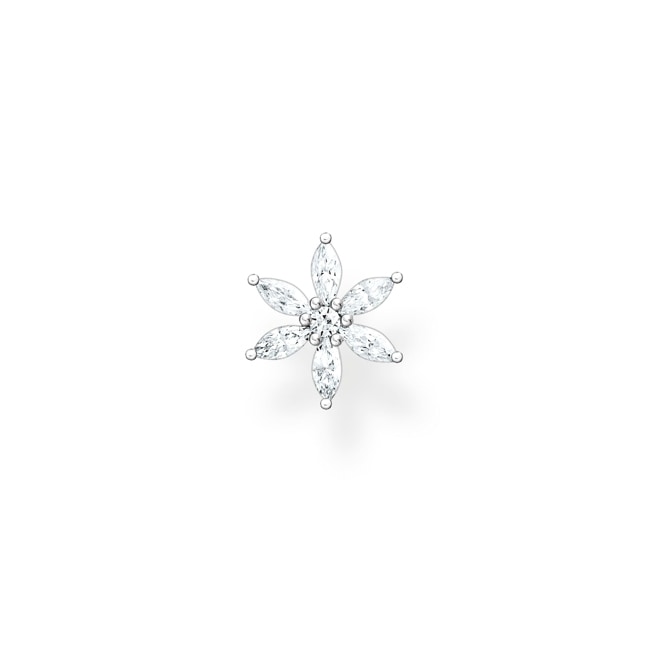 Thomas Sabo Charm Club Clou d'oreille unique fleur pierres blanches - H2196-051-14