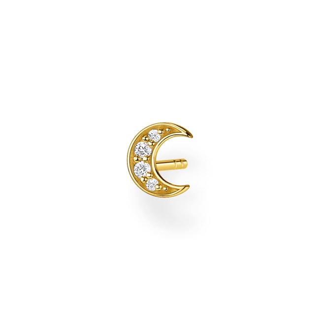 Thomas Sabo Charm Club Einzel Ohrstecker Mond pavé gold - H2133-414-14
