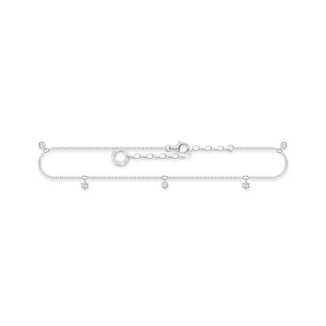 Thomas Sabo Charm Club Fusskette weisse Steine silber - AK0024-051-14-L27V