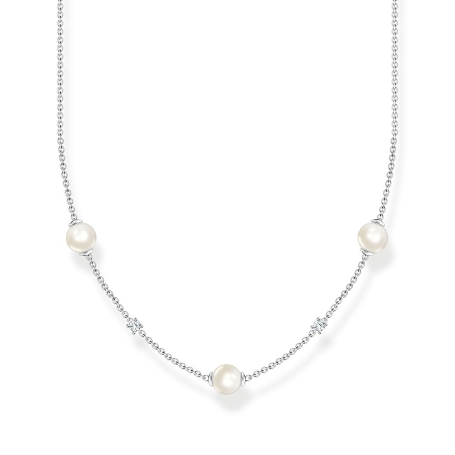 Thomas Sabo Kette Perlen mit weissen Steinen silber - KE2120-167-14-L45V