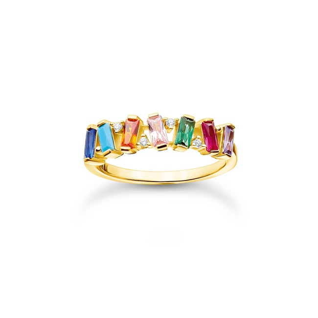 Thomas Sabo Charm Club Ring bunte Steine gold - TR2346-488-7