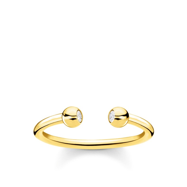 Thomas Sabo Charm Club Ring Kugeln mit Steinen gold - TR2319-414-14