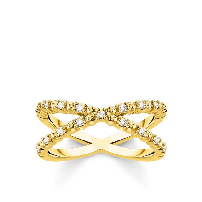 Thomas Sabo Charm Club Bague perles vec pierres blanches or - TR2318-414-14