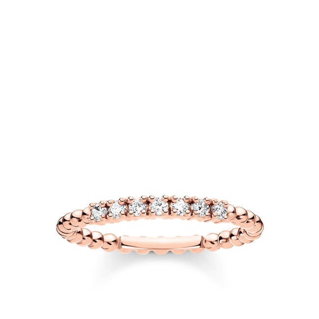 Thomas Sabo Charm club Ring balls with white stones rose gold - TR2323-416-14