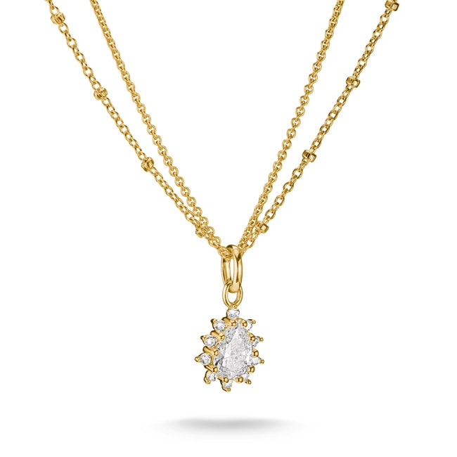 Thomas Sabo Classic TS Doppelkette Mit Weissem Zirkonia In Tropfenform - KE2294-M01-14-L45V