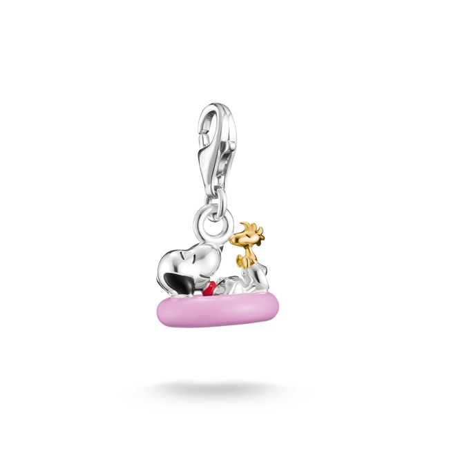 Thomas Sabo Charm-Anhänger Snoopy mit Woodstock im Schwimmring PEANUTS Original Silber - 2244-427-7