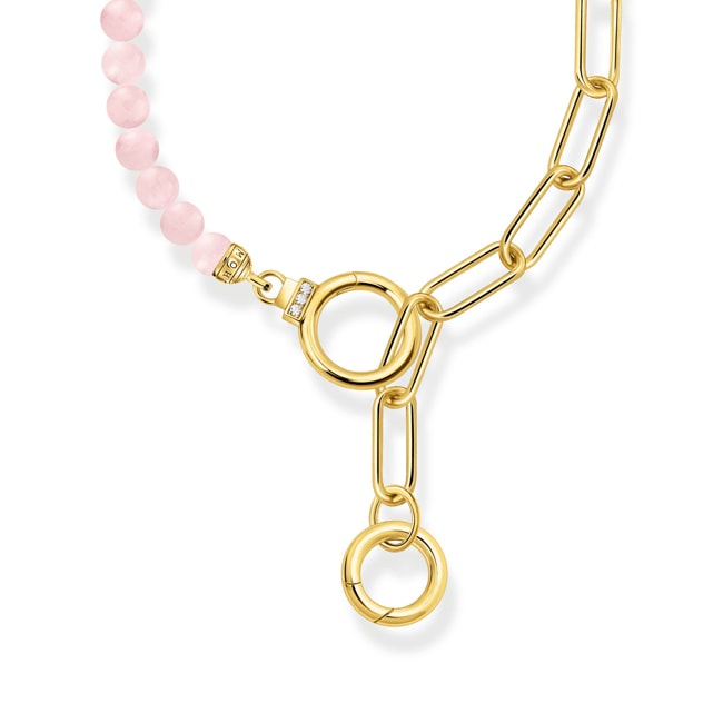 Thomas Sabo Cosmic Amulet gold-plated link chain necklace with pink quartz beads Thomas Sabo Cosmic Amulet gold-plated link chain necklace with pink quartz beads - KE2193-414-9-L47v
