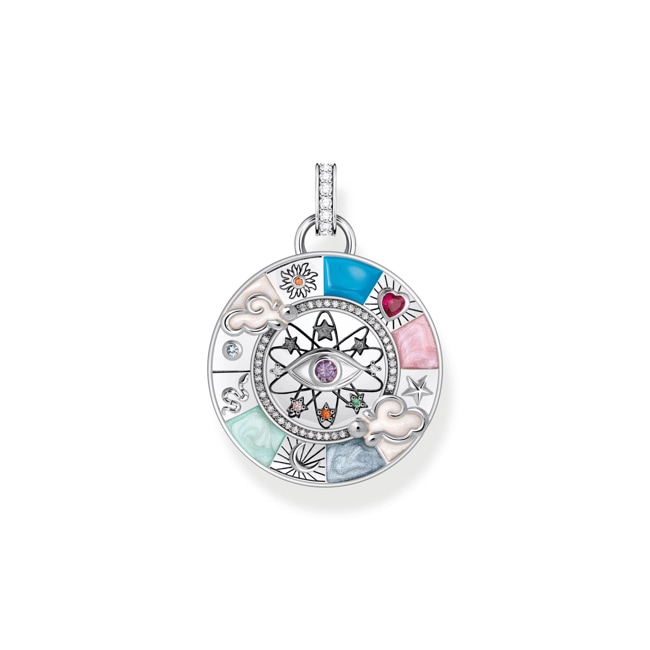Thomas Sabo Cosmic Amulet silver pendant wheel of fortune with cold enamel and stones Thomas Sabo Cosmic Amulet silver pendant wheel of fortune with cold enamel and stones - PE962-340-7
