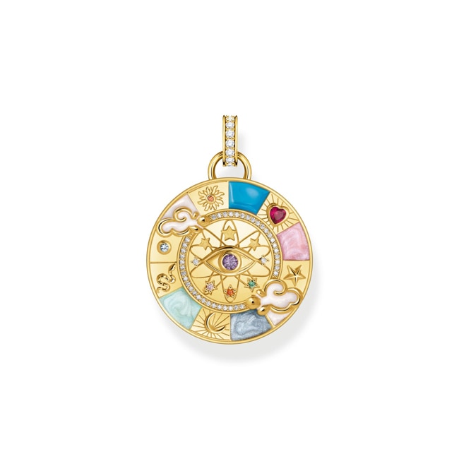 Thomas Sabo Cosmic Amulet gold-plated pendant wheel of fortune with cold enamel and stones Thomas Sabo Cosmic Amulet gold-plated pendant wheel of fortune with cold enamel and stones - PE962-471-7