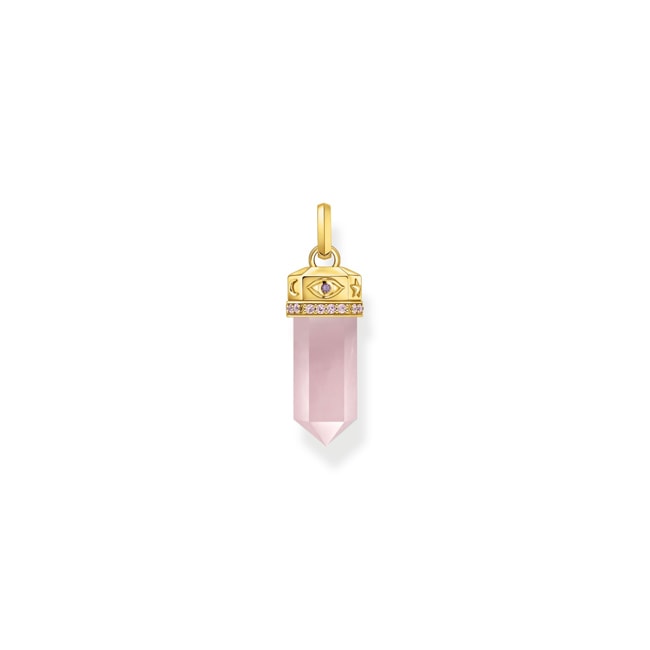 Thomas Sabo Cosmic Amulet Pendentif doré avec cristal de quartz rose - PE955-995-9