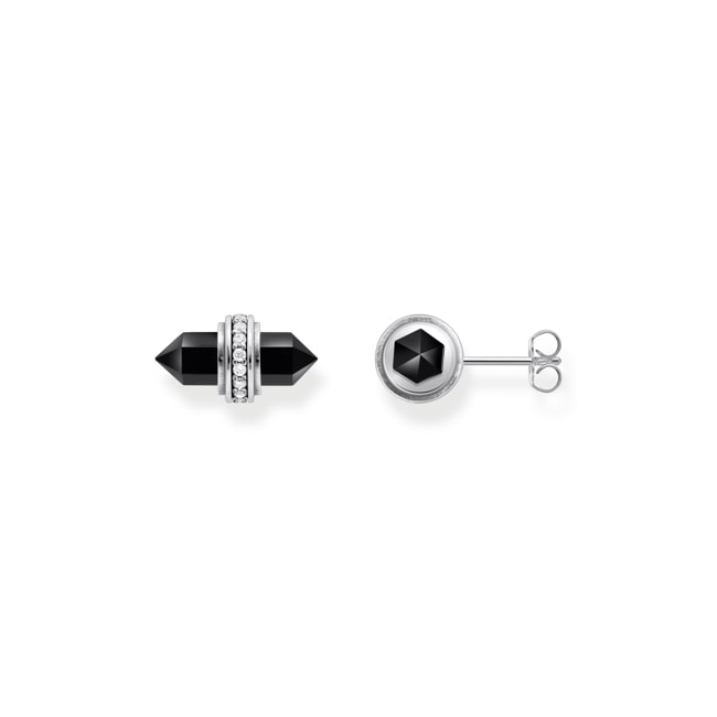 Thomas Sabo silver ear studs with hexagonal onyx - H2281-641-11