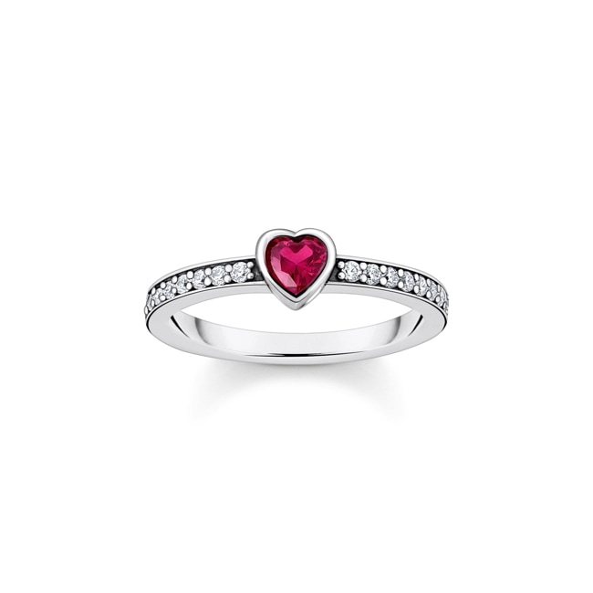 Thomas Sabo Cosmic Amulet Solitaire en argent avec pierre rouge taillée en cœur - TR2448-640-10