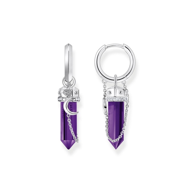 Thomas Sabo Cosmic Amulet Creolen mit Anhänger mit imitiertem Amethyst Silber geschwärzt - CR722-643-13