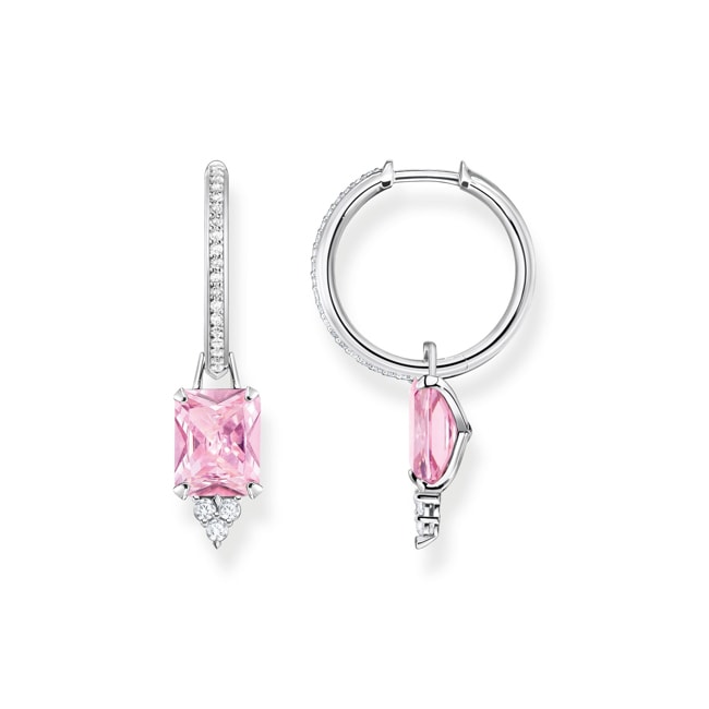 Thomas Sabo Creolen mit pinken und weissen Steinen Silber - CR672-051-9