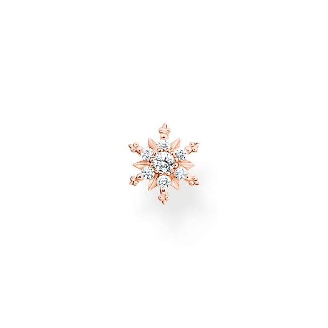 Thomas Sabo Clou d'oreille unique flocon de neige avec pierres blaches or rose - H2260-416-14