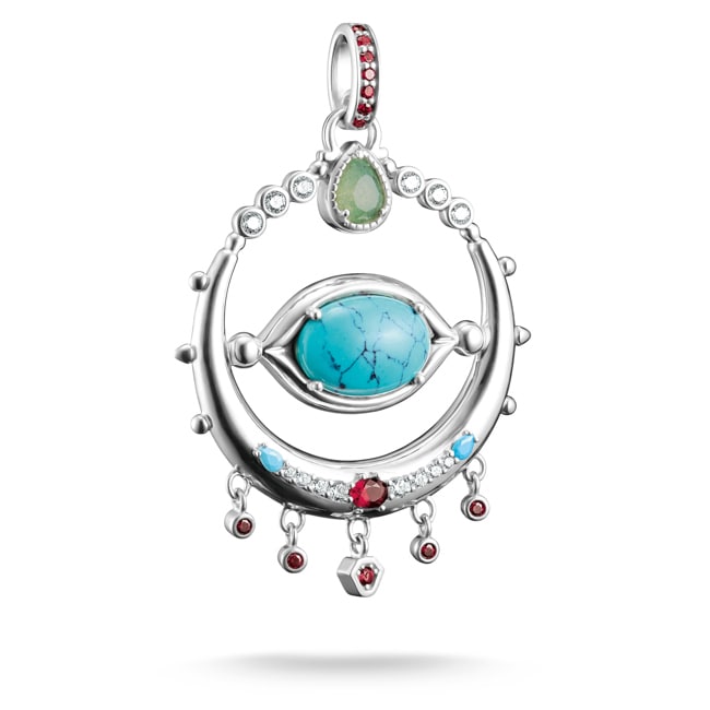 Thomas Sabo Elyndra Silver Eye Amulet Pendant with Oval Imitation Turquoise  - PE985-405-17