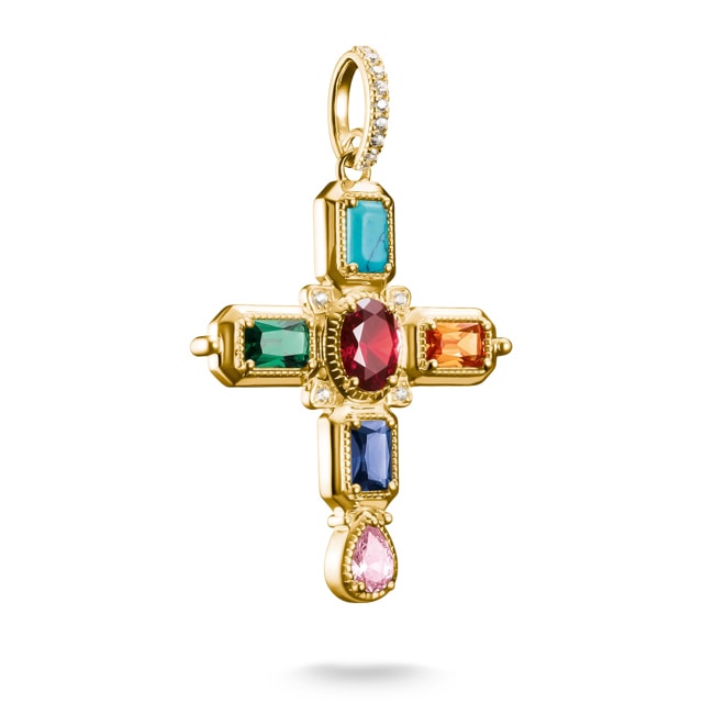 Thomas Sabo Elyndra Pendant cross with multicoloured stones - PE988-971-7