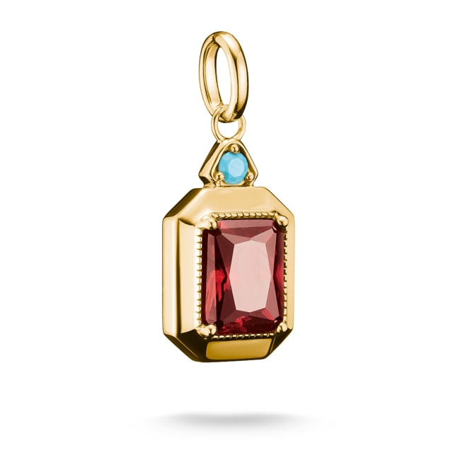 Thomas Sabo Elyndra Gold Plated Octagon Pendant with Red Zirconia Stone - PE986-971-10