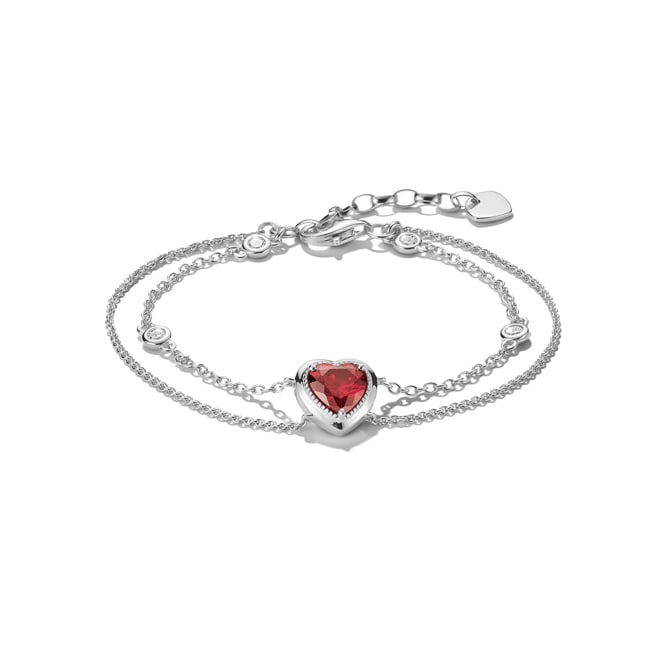 Thomas Sabo Elyndra Armband Zweireihig mit Herz granatrot Silber - A2222-051-10-L19V